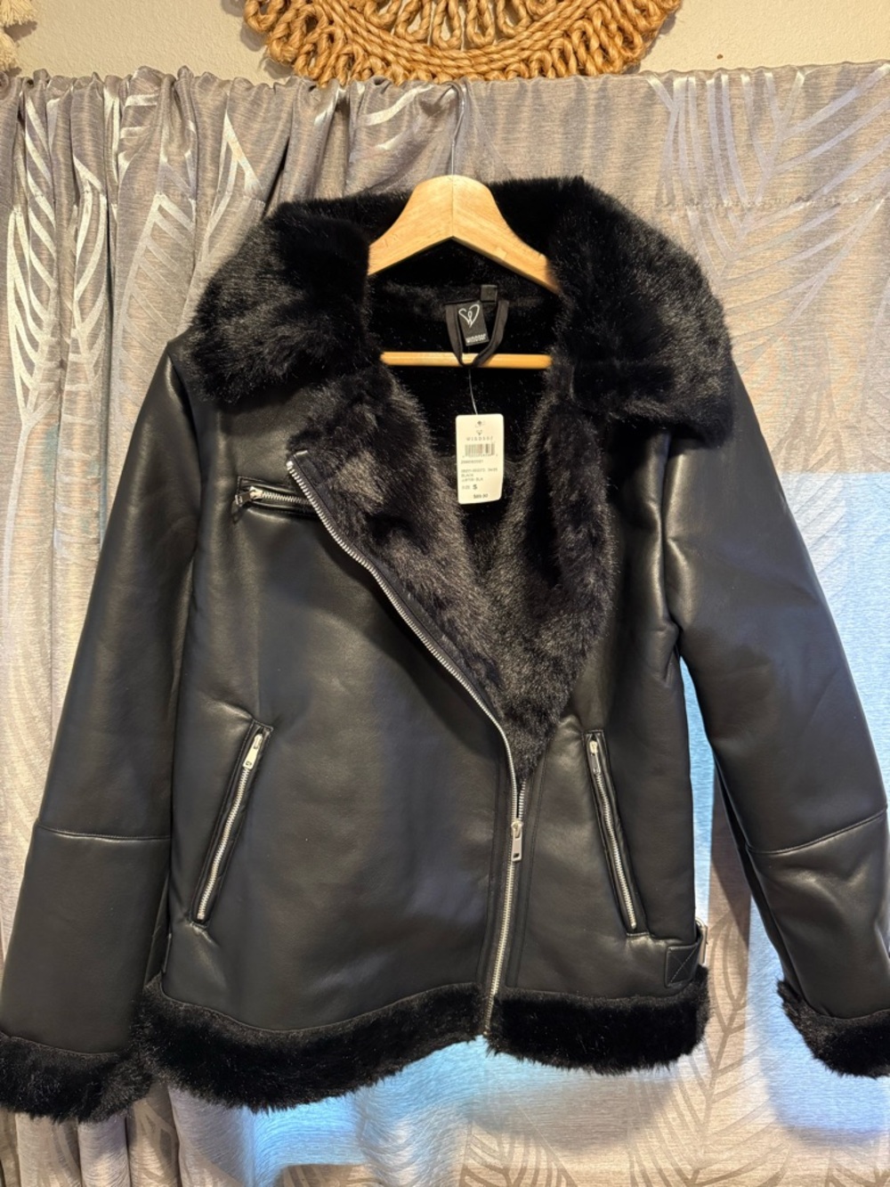 Windsor Black Leather Shearling-Trim Jacket - Picture 2 of 7